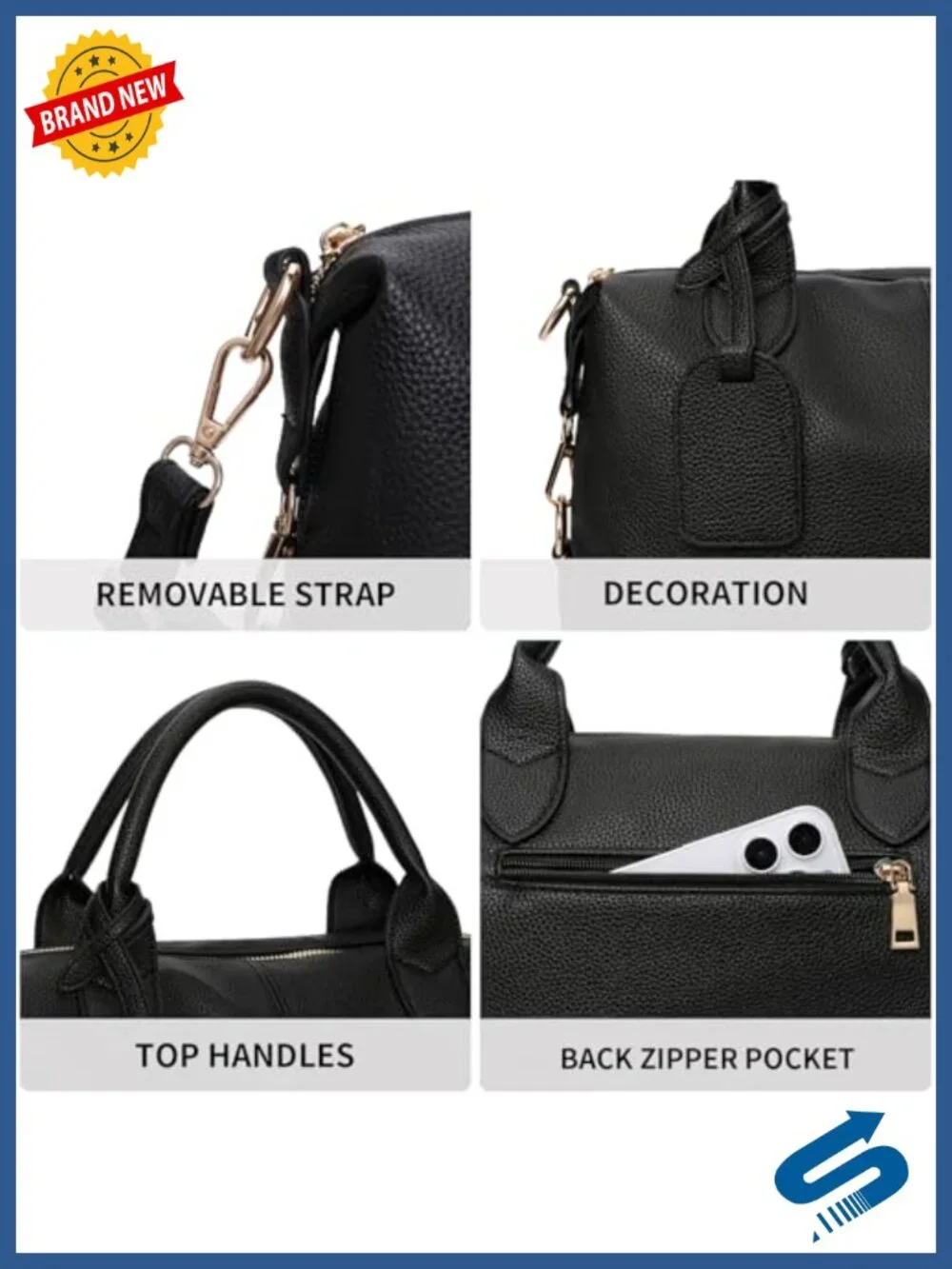 Vegan Leather Tote Bag Women Handbag Satchel Purse Large Capacity Top Handle